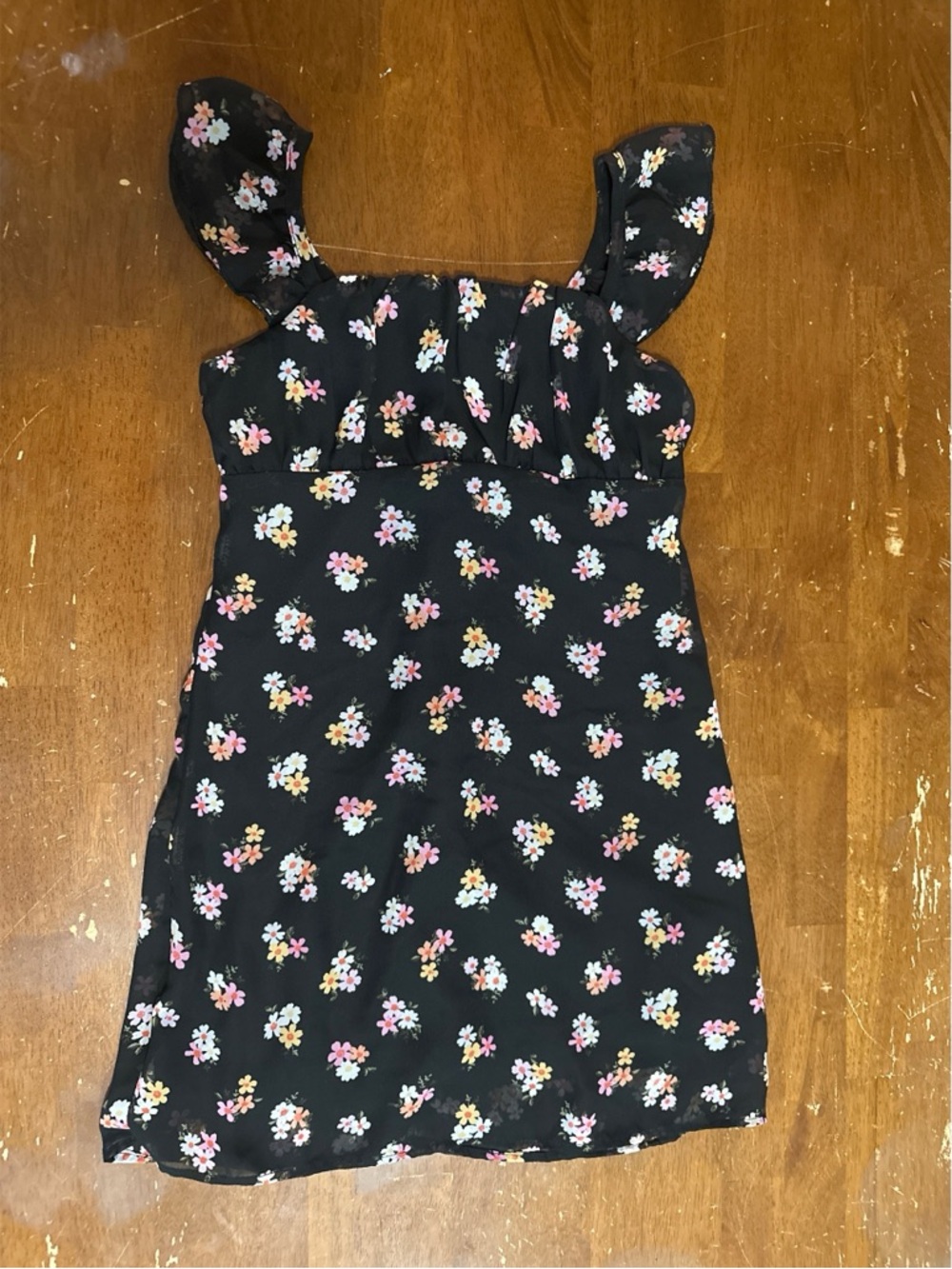 Art Class Girl’s Black Dress with Pink & White Floral Accents